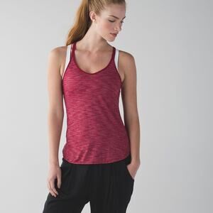 LULULEMON What the Sport Singlet II Tank Top Heathered Cranberry Ruched Size 6